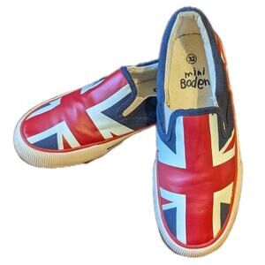 Mini Boden Kids Unisex Size 10-11 9" Slip On Union Jack Flag Shoes British UK